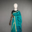 Rangrekha Peacock Teal Silk Cotton Jamdani Saree – Green-Edged Gold Zari Border