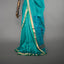 Rangrekha Peacock Teal Silk Cotton Jamdani Saree – Green-Edged Gold Zari Border