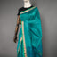 Rangrekha Peacock Teal Silk Cotton Jamdani Saree – Green-Edged Gold Zari Border