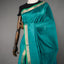 Rangrekha Peacock Teal Silk Cotton Jamdani Saree – Green-Edged Gold Zari Border