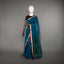 Rangrekha Ocean Teal Silk Cotton Jamdani Saree – Crimson-Edged Gold Zari Border