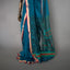 Rangrekha Ocean Teal Silk Cotton Jamdani Saree – Crimson-Edged Gold Zari Border