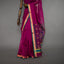Rangrekha Wine Purple Silk Cotton Jamdani Saree – Teal Green-Edged Gold Zari Border