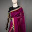 Rangrekha Wine Purple Silk Cotton Jamdani Saree – Teal Green-Edged Gold Zari Border