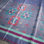 Rangrekha Greyish Blue Silk Cotton Jamdani Saree – Crimson-Edged Gold Zari Border