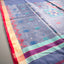 Rangrekha Greyish Blue Silk Cotton Jamdani Saree – Crimson-Edged Gold Zari Border