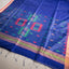 Rangrekha Royal Blue Silk Cotton Jamdani Saree – Crimson-Edged Gold Zari Border