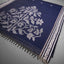 Navy Blue Cotton Jamdani Saree - White Floral Motifs & Woven Border