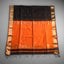 Black & Orange Maheshwari Silk Saree – Antique Gold Zari Border & Contrast Pallu