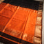 Black & Orange Maheshwari Silk Saree – Antique Gold Zari Border & Contrast Pallu