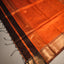 Black & Orange Maheshwari Silk Saree – Antique Gold Zari Border & Contrast Pallu