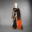 Black & Orange Maheshwari Silk Saree – Antique Gold Zari Border & Contrast Pallu
