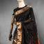 Black & Orange Maheshwari Silk Saree – Antique Gold Zari Border & Contrast Pallu