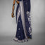 Navy Blue Cotton Jamdani Saree - White Floral Motifs & Woven Border