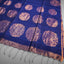 Midnight Blue Matka Silk Jamdani Saree - Gold Floral Motifs & Zari Border