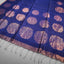 Midnight Blue Matka Silk Jamdani Saree - Gold Floral Motifs & Zari Border