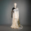 Pushparaga - Ivory, Teal & Ochre Handwoven Matka silk Jamdani saree