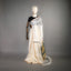 Pushparaga - Ivory, Teal & Ochre Handwoven Matka silk Jamdani saree