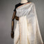 Pushparaga - Ivory, Wine & Charcoal handwoven Matka silk Jamdani saree