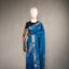 Ratnabali Peacock Blue Tussar Matka Banarasi Saree - Antique Silver-Gold Zari Border