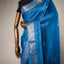 Ratnabali Peacock Blue Tussar Matka Banarasi Saree - Antique Silver-Gold Zari Border