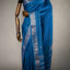 Ratnabali Peacock Blue Tussar Matka Banarasi Saree - Antique Silver-Gold Zari Border