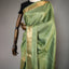 Ratnabali Sage Green Tussar Matka Banarasi Saree - Antique Gold Zari Border