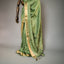 Ratnabali Sage Green Tussar Matka Banarasi Saree - Antique Gold Zari Border
