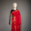 Ratnabali Crimson Red Tussar Matka Banarasi Saree - Antique Gold Zari Border