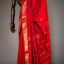 Ratnabali Crimson Red Tussar Matka Banarasi Saree - Antique Gold Zari Border