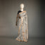 Ratnabali Silver Grey Tussar Matka Banarasi Saree - Antique Rose-Gold Zari Border