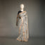 Ratnabali Silver Grey Tussar Matka Banarasi Saree - Antique Rose-Gold Zari Border