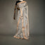 Ratnabali Silver Grey Tussar Matka Banarasi Saree - Antique Rose-Gold Zari Border