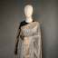 Ratnabali Silver Grey Tussar Matka Banarasi Saree - Antique Rose-Gold Zari Border