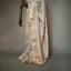 Ratnabali Silver Grey Tussar Matka Banarasi Saree - Antique Rose-Gold Zari Border