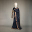 Ratnabali Charcoal Black Tussar Matka Banarasi Saree -Antique Copper Zari Border
