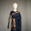 Ratnabali Charcoal Black Tussar Matka Banarasi Saree -Antique Copper Zari Border
