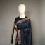 Ratnabali Charcoal Black Tussar Matka Banarasi Saree -Antique Copper Zari Border