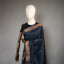 Ratnabali Charcoal Black Tussar Matka Banarasi Saree -Antique Copper Zari Border