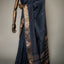 Ratnabali Charcoal Black Tussar Matka Banarasi Saree -Antique Copper Zari Border