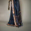 Ratnabali Charcoal Black Tussar Matka Banarasi Saree -Antique Copper Zari Border