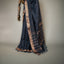 Ratnabali Charcoal Black Tussar Matka Banarasi Saree -Antique Copper Zari Border