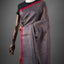Taraka – Steel Grey Matka Silk Sequin Jamdani Saree with Crimson Border