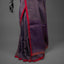 Taraka – Midnight Violet-Indigo Matka Silk Sequin Jamdani Saree with Crimson Border