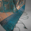 Matka Silk Sequins Jamdani Saree – Deep Teal Blue with Handwoven Gold Zari &amp; Sequinned Geometric Pallu