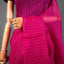 Sitara - Matka Silk Sequins Jamdani Saree - Vibrant Fuchsia Magenta with Handwoven Jamdani Chevron & Micro-Sequin Pallu