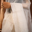 Sitara - Matka Silk Sequins Jamdani Saree – Pristine Ivory White with Handwoven Silver-White Chevron & Micro-Sequin Pallu