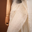 Sitara - Matka Silk Sequins Jamdani Saree – Pristine Ivory White with Handwoven Silver-White Chevron & Micro-Sequin Pallu