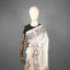 Kantha Vriksha Linen Saree – Ivory White Pure Linen Kantha Stitch Saree with Botanical Foliage Embroidery