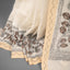 Kantha Vriksha Linen Saree – Ivory White Pure Linen Kantha Stitch Saree with Botanical Foliage Embroidery